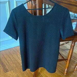 Kaileigh Black with white polka dots Boxy Blouse with Short Sleeves